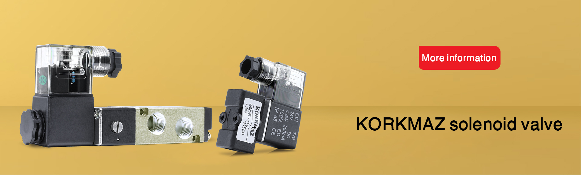 Korkmaz 5-2 1/4 solenoid valve, 4V series solenoid valve, 4V210-08 solenoid valve, 5/2 single coil solenoid valve